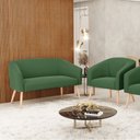 Ver imagem 2 de Kit 01 Namoradeira 02 Lugares e 01 Poltrona Stella Suede Pés Palito Natural - D’Rossi - Verde