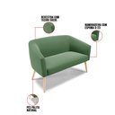 Ver imagem 5 de Kit 01 Namoradeira 02 Lugares e 01 Poltrona Stella Suede Pés Palito Natural - D’Rossi - Verde