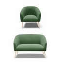 Ver imagem 1 de Kit 01 Namoradeira 02 Lugares e 01 Poltrona Stella Suede Pés Palito Natural - D’Rossi - Verde