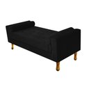 Ver imagem 1 de Recamier Divã Félix Baú 0,90M Estofado Luiz XV Sofá Suede Preto para Sala de Estar