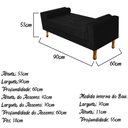 Ver imagem 6 de Recamier Divã Félix Baú 0,90M Estofado Luiz XV Sofá Suede Preto para Sala de Estar