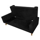 Ver imagem 5 de Recamier Divã Félix Baú 0,90M Estofado Luiz XV Sofá Suede Preto para Sala de Estar