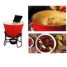 CONJUNTO FONDUE CERAMICA E AÇO INOX CHOCOLATE QUEIJO CARNE 4 PESSOAS COMPLETO VERMELHO - 2