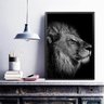 Quadro Foto Leão - Preto e Branco 45x34cm - com Vidro:madeira Preta - 2