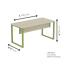 Ver imagem 4 de Escrivaninha Mesa Escritório X 150cm Industrial Castanheira e Verde Miró