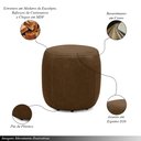 Ver imagem 3 de Kit 2 Puffs Decorativos Yuri Sala de Estar Couro Marrom Claro Manchado G88 - Gran Belo