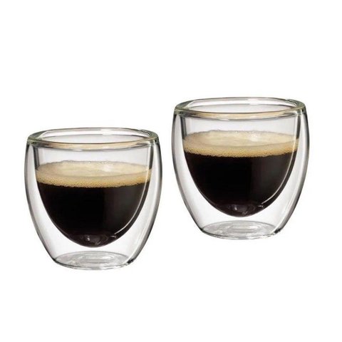 Jogo Copo de Café Vidro Borosilicato Parede Dupla 80ml 2 Peças - Yangzi