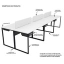 Ver imagem 7 de Escrivaninha Mesa Escritório com Gavetas 360cm Industrial Branco
