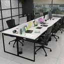 Ver imagem 2 de Escrivaninha Mesa Escritório com Gavetas 360cm Industrial Branco