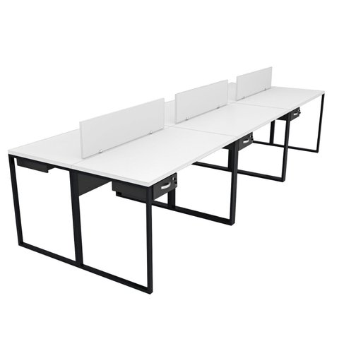 Escrivaninha Mesa Escritório com Gavetas 360cm Industrial Branco
