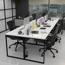 Ver imagem 6 de Escrivaninha Mesa Escritório com Gavetas 360cm Industrial Branco