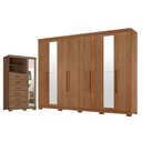 Ver imagem 1 de Guarda Roupa Casal com Cômoda Master New 8 Portas de Bater 4 Gavetas MDP com Espelho e Pés Santos