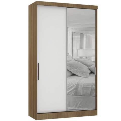 Guarda Roupa Modulado 134,50cm 2 Portas de Correr com Espelho Paris Luciane Móveis