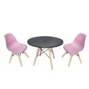 Ver imagem 1 de Kit Mesa Infantil Eames 60cm e 2 Cadeiras Polipropileno Eames La Mobilia: Espaço Kids Rosa