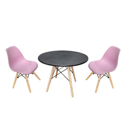 Kit Mesa Infantil Eames 60cm e 2 Cadeiras Polipropileno Eames La Mobilia: Espaço Kids Rosa