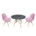 Ver imagem 1 de Kit Mesa Infantil Eames Preta 60cm + 2 Cadeiras Eames Infantil Rosa