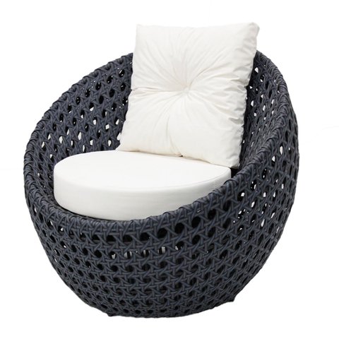 Poltrona Individual para Varanda em Alumínio e Fibra Sintética Cor Azul Estonado