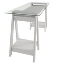 Ver imagem 4 de Mesa para Escritório Escrivaninha Home Office Tampo de Vidro 150x75 Cristal A02 Branco - Lyam Decor
