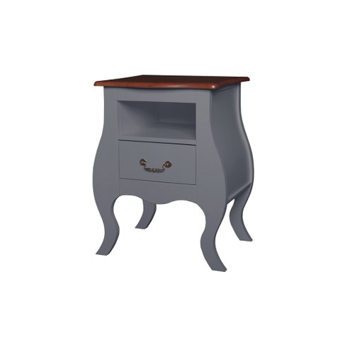 Mesa de Cabeceira Bombê 1 Gaveta e Nicho 1026n - Cinza/imbuia Glazer