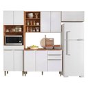 Ver imagem 1 de Cozinha Completa Clara 10 Portas 3 Gavetas MDF 250,5cm Amadeirado Aramóveis