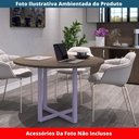 Ver imagem 2 de Mesa de Reunião Redonda P25 Pandin 110 Cm (largura) Tampo Mdp Walnut Pé Aço Tubular Lilás
