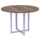Ver imagem 1 de Mesa de Reunião Redonda P25 Pandin 110 Cm (largura) Tampo Mdp Walnut Pé Aço Tubular Lilás