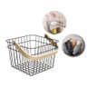 Cesto Organizador Multiuso Quadrado em Metal Alça Bambu 17cm - Hauskraft - 3