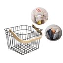 Ver imagem 3 de Cesto Organizador Multiuso Quadrado em Metal Alça Bambu 17cm - Hauskraft