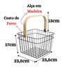 Cesto Organizador Multiuso Quadrado em Metal Alça Bambu 17cm - Hauskraft - 4