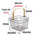 Ver imagem 4 de Cesto Organizador Multiuso Quadrado em Metal Alça Bambu 17cm - Hauskraft