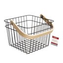 Ver imagem 5 de Cesto Organizador Multiuso Quadrado em Metal Alça Bambu 17cm - Hauskraft
