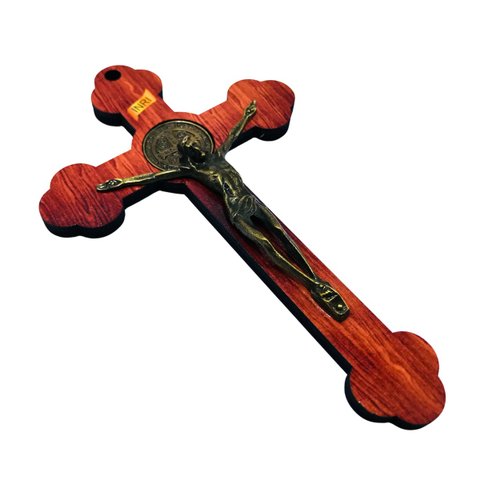 Crucifixo Cruz de Parede Medalha de São Bento Mdf 20 Cm