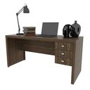 Ver imagem 3 de Kit para Escritório Mesa Balcão e Estante 4 Portas 3 Gavetas MDP Nogal Tecno Mobili