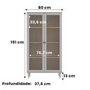 Ver imagem 7 de Estante Para Livros Ditália 2 Portas Vidro E-957 Cor:Cinza