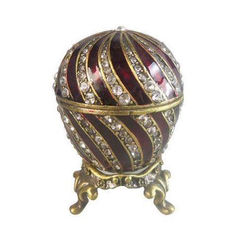 Porta Joia Oval Vermelho com Dourado com Cristal 6x5cm Organize com Estilo
