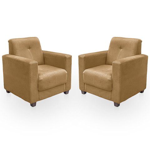 Kit Poltrona Cadeira para Sala Confortável Reforçada Veneza Suede