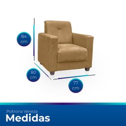Kit Poltrona Cadeira para Sala Confortável Reforçada Veneza Suede - 7