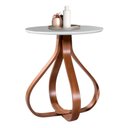 Ver imagem 2 de Kit Mesa Lateral Cebola Redondo Vidro MDF Pé Madeira Castanho 50cm Laca Branco