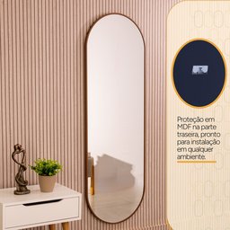 Espelho Grande Oval com Moldura em Metal Decorativo 115 X 50cm - 7