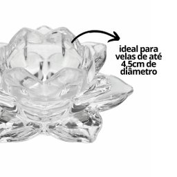 Porta Velas Castiçal Flor de Lotus Vidro Transparente Luxo - Tuut - 3