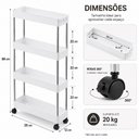 Ver imagem 7 de Carrinho Organizador Estante 4 Prateleiras Multiuso Quarto Lavanderia Cozinha Brinquedos Varanda Aux
