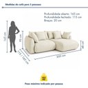 Ver imagem 4 de Sofá Cama Modular Orgânico Retrátil 3 Lugares com Almofadas 200cm Malibu
