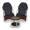 Ver imagem 1 de Conjunto de Poltronas Fibra Sintética Paris Alumínio - 2 Poltronas + 1 Mesa Centro - Tecido Duna Pre