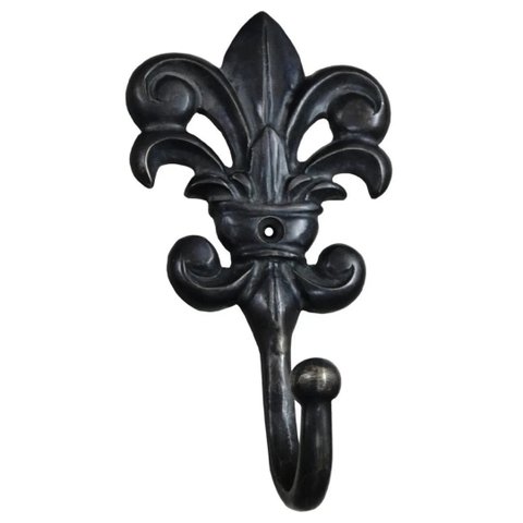 Cabide Pendurador Para Parede Flor De Liz Em Bronze Oxidado