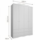 Ver imagem 4 de Guarda-roupa de Bebê Encanto 4 Portas 4 Gavetas 100% Mdf Branco - Permóbili