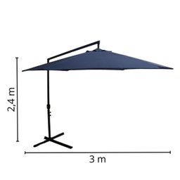 Ombrelone Guarda Sol Suspenso Lateral Retrátil com Fator Proteção Uv Manivela 3 M Azul Importway - 2