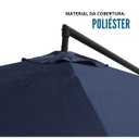 Ver imagem 4 de Ombrelone Guarda Sol Suspenso Lateral Retrátil com Fator Proteção Uv Manivela 3 M Azul Importway