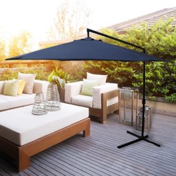 Ombrelone Guarda Sol Suspenso Lateral Retrátil com Fator Proteção Uv Manivela 3 M Azul Importway - 8