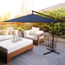 Ver mais imagens de Ombrelone Guarda Sol Suspenso Lateral Retrátil com Fator Proteção Uv Manivela 3 M Azul Importway