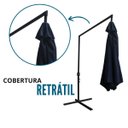 Ver imagem 3 de Ombrelone Guarda Sol Suspenso Lateral Retrátil com Fator Proteção Uv Manivela 3 M Azul Importway